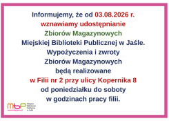 Od 03.08.2026 r.  wznawiamy udostępnianie  Zbiorów Magazynowych